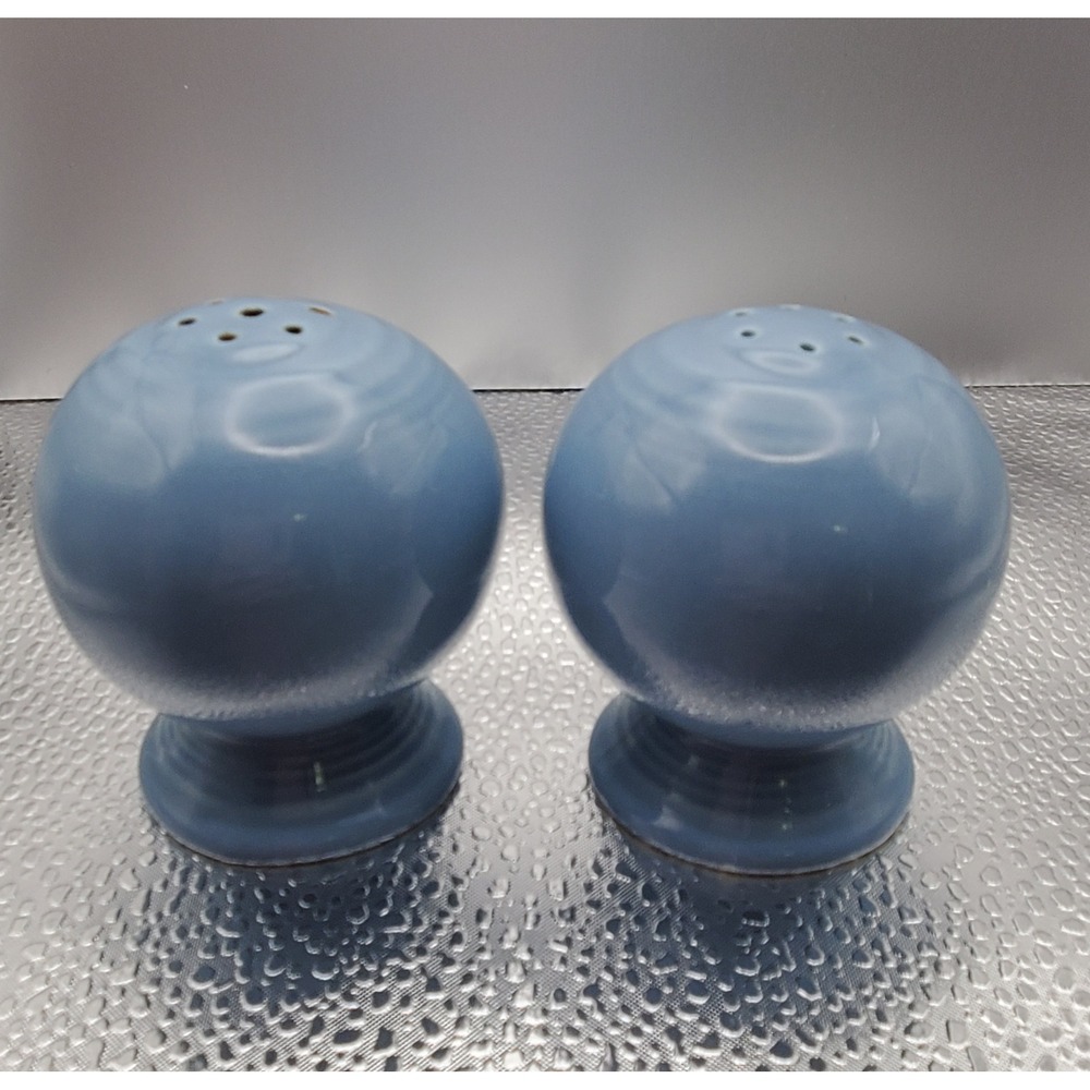 Fiesta Periwinkle Blue Salt and Pepper Shakers Set Homer Laughlin Ceramic Sphere